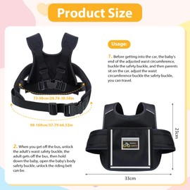 LOMUG Kinder Motorrad Sicherheitsgurt, Motorrad Kinder Gürtel Sicherheitsgurt, Einstellbarer Motorad Gurt Kinde mit Tasche, Motorad Kindergurt Atmungsaktives für Kindern Zwischen 2 und 15 Jahren