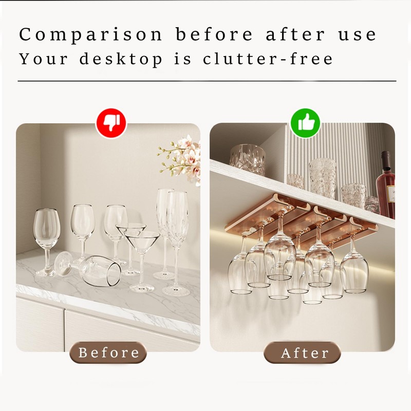 Vaisoeny Wine Glass Holder - 4Pack Under Cabinet Rack, No