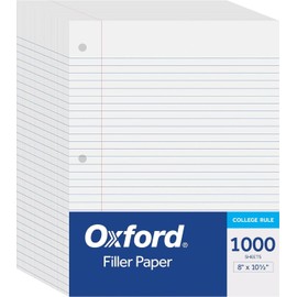 Oxford Loose Leaf Paper College Ruled - 1000 Pack Of 8 X 10.5 Inch, 3 Hole Punched Filler Paper