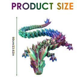 XPJBKC 3D Printed Dragon, 24 Inches 3D Dragon, Articulated Dragon, Fidget Dragon, Dragon Fidget Toy, Dragon Fidget, Articulated Gem Dragon Figure for Home Office Decor (Magic Gradient Dragon)