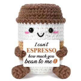 Anniversary Presents for Women/Men, Birthday Gifts for Girlfriend/Boyfriend Crochet Coffee - Positive Emotional Support I Love You Gifts for Him/Her, Coffee Lovers Gift for Couples, I Love You Latte