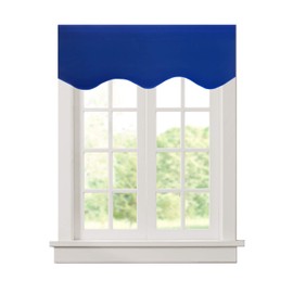 Aquazolax Rod Pocket Scalloped Valances for Windows Blackout Drapery Solid Scalloped Valance Curtains Drapes, 52 by 18-inch, Royal Blue, 1 Panel