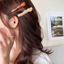 Andelaisi Boho Acrylic Hair Clip Pin Vintage Irregular Hair Barrette Acrylic Wavy Side Hairpin Minimalist Headwear Cuff Barrette Decorative Hair Accessories for Women Headdress(2pcs)