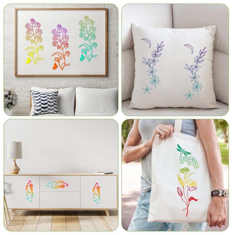 Tinoaly 12pcs Large Leaf Vine Stencils, Leaf & Flower Stencils