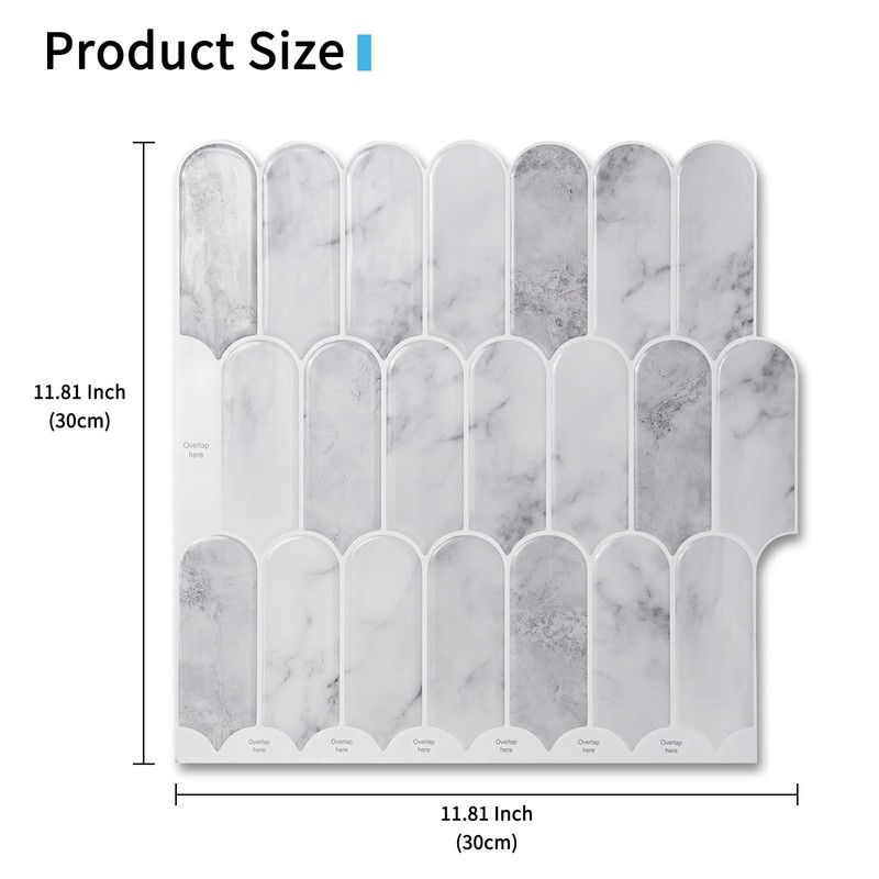 Art3d 10-Sheet Peel and Stick Kitchen Backsplash Tile, Vinyl Stick