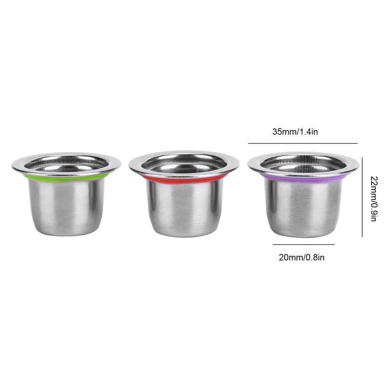 3Pcs/Set Coffee Capsule Reusable Pod Stainless Steel Refillable Filter 30x22x20mm