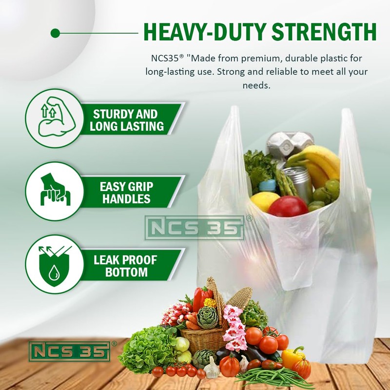 NCS35® 200 Strong Large 11x17x21 Blue Vest Carrier Bags with