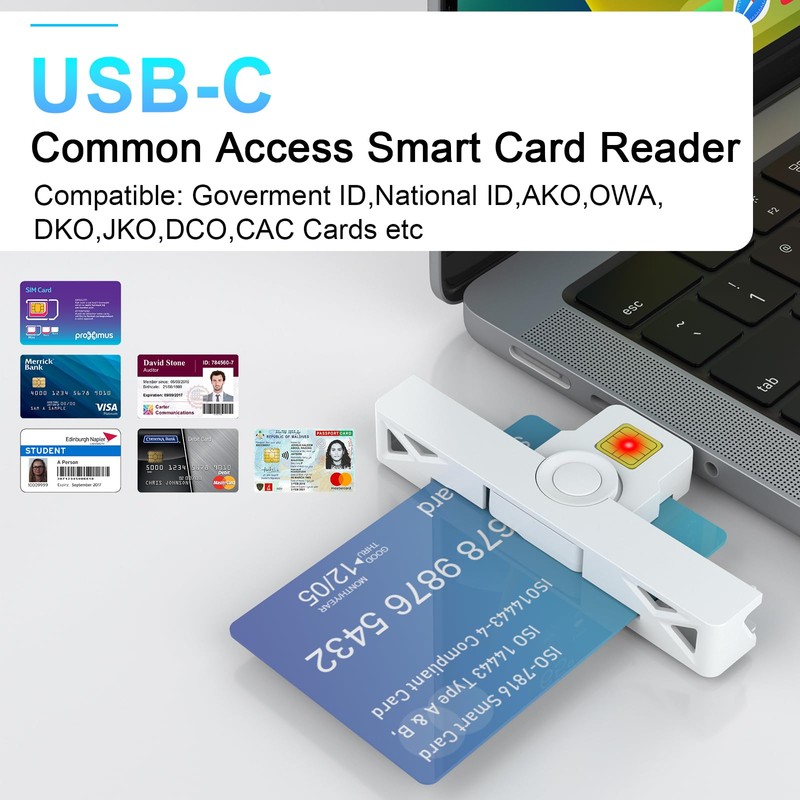 Portable Military CAC Card Reader USB C, DOD Military USB-C