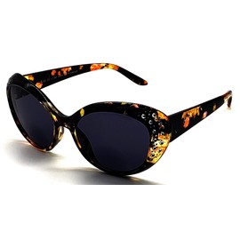 SydeStyle Polarized & Bifocal Readers Sunglasses for Women Rhinestone Cat Eyes Sun Reading Glasses UV Brown Black (Brown, 3.00, x)