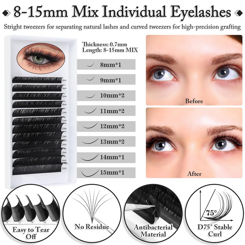 404 Pcs Professional Lash Extension Supplies Kit with Lash Clusters,Lash