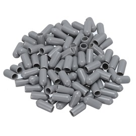 QUARKZMAN Pack of 100 Rubber End Caps 6 mm (1/4 Inch) ID Vinyl PVC Round Tube Bolt Cap Cover Protectors for Screw Thread Grey