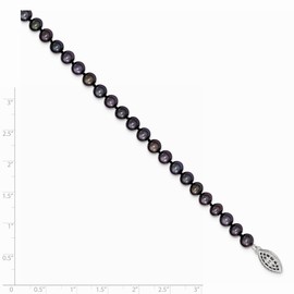 925 Sterling Silver 5-6mm Black Freshwater Cultured Pearl Necklace 16"