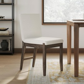 Nathan James Gracie Scandinavian Dining Chair with Cushion, Boucle Dining Chair with Solid Wood Frame, Cream Boucle/Dark Brown