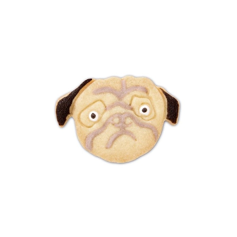 Staedter Embossing Pug Face Cookie Cutter, Silver