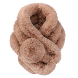 Thick Warm Winter Scarf For Women Soft Plush Scarf Fashion Solid Color Furry Neck Warmer For Ladies Girls (Khaki)