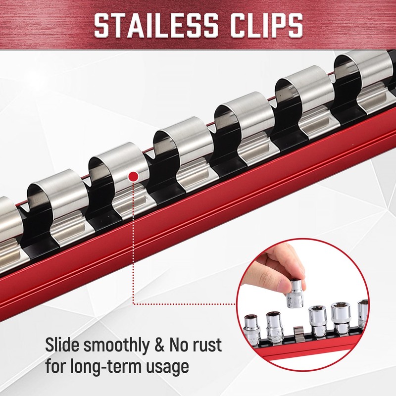 ALOANES 1/2-Inch Drive Magnetic Socket Organizer, Heavy Duty Aluminum Socket