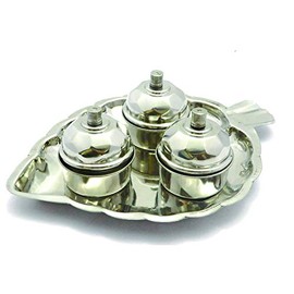 Designer Home Decorative 3 Containers Haldi Kumkum Thali Haldi Kumkum Holder Diwali Gift/Festive Gift/haldi kumkum Return Gift/puja thali/Wedding Return Gift/Birthday Return Gift