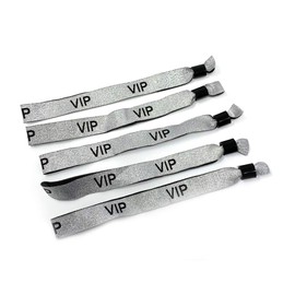 Twist4 VIP Fabric Insert Bands VIP Fabric Bands Festival Bands Control Bands VIP Entrance Bands for New Year's Eve Party Festivals Twist4 (100, Silver/Black)