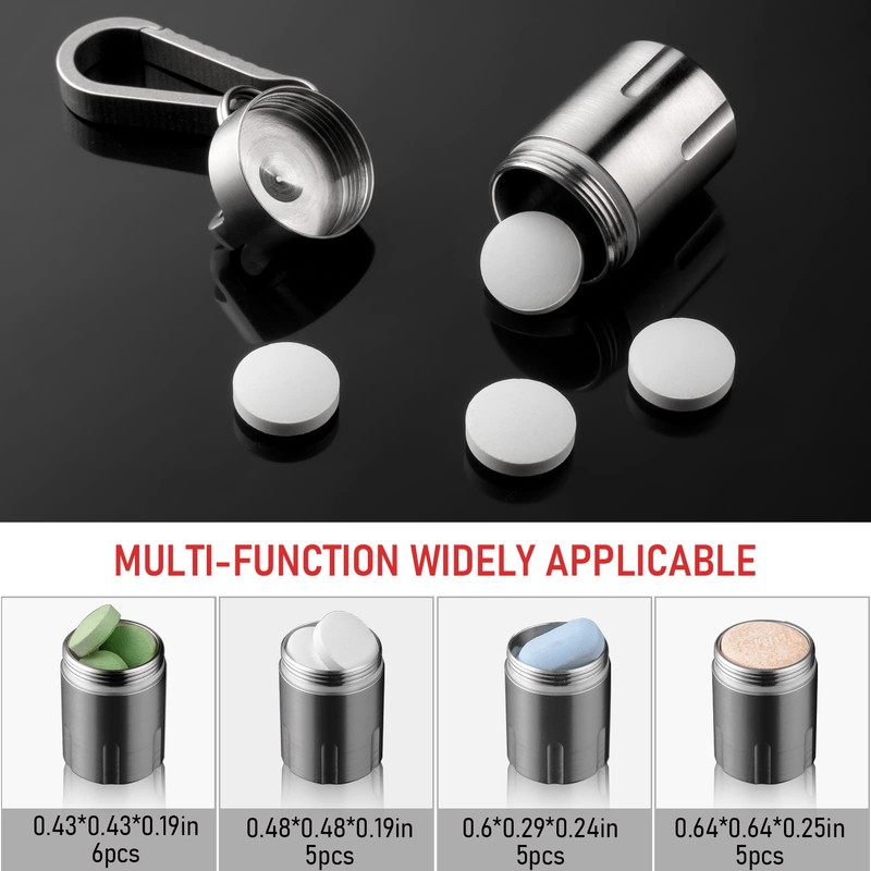 TISUR Titanium Small Pill Holder Keychain, Portable Pill Case Waterproof