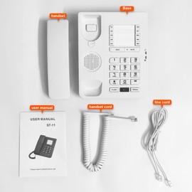 Corded Landline Phones- Convenient and Fast Desktop Landline Phones Durable Wall Phone with Hands-Free/Mute/Hold/Flash/Redial Function Easy to Operate Suitable for Home,Hotel,Office (White)