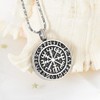 Yinplsmemory Cremation Jewelry Viking Runic Compass Urn Necklace for Ashes