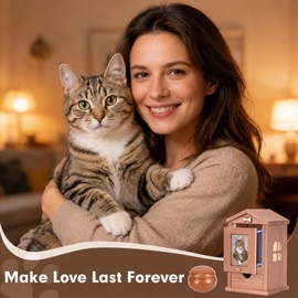 Cat Urn for Ashes with House-Shaped Design & Magnetic Photo Frame
