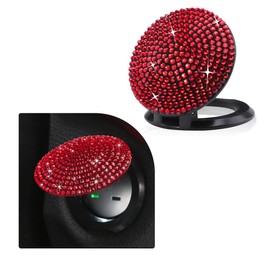 povtii Car Start Stop Button Cover, Anti-Scratch Bling Push Start Button Ignition Protective Cover, Rhinestone Crystal Car Engine Button Decoration Protector, Car Accessories (Red)