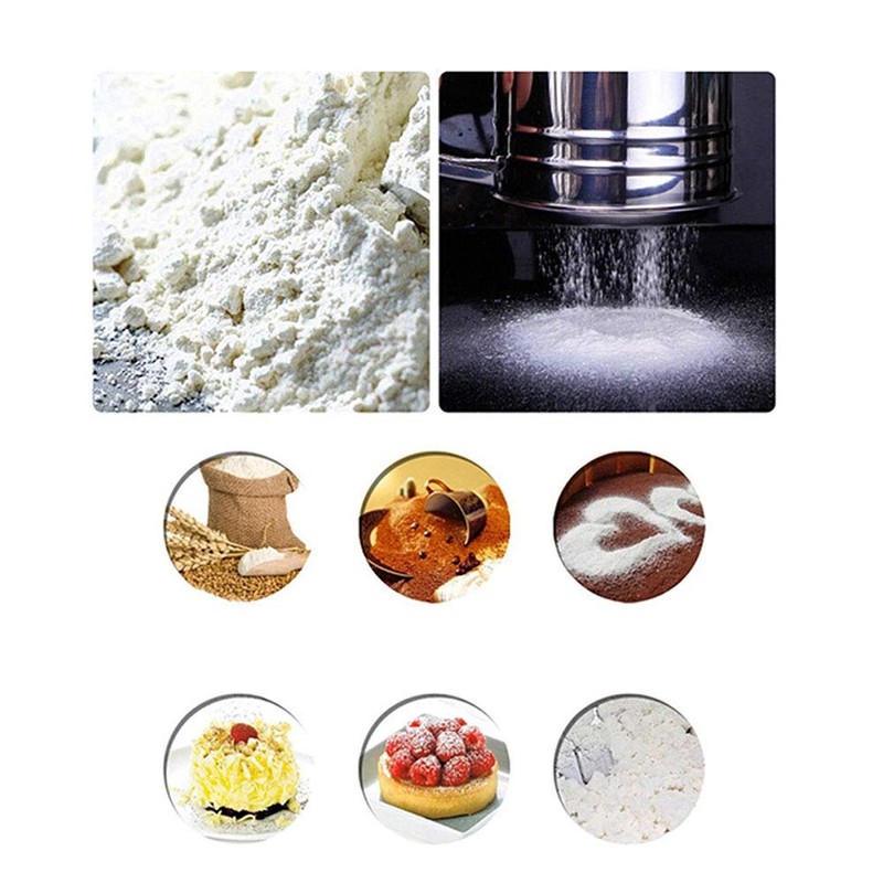 Stainless Steel Shaker Sieve Cup Mesh Crank Flour Sifter with