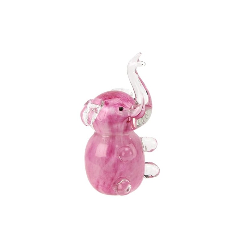 Glass Animal Paperweights Figurine - Pink Elephant 60508