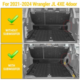 JTYZSM Cargo Mats for 2021-2025 Jeep Wrangler JL 4XE Trunk Mat with Backrest Liner All Weather TPE Protector Rear Back Seat Mats for 2021 2022 2023 2024 2025 Wrangler JL 4XE 4 Door Accessories