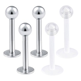 bodyjewellery 5pcs 16g Labret Steel Lip Stud Monroe Cartilage Tragus Helix Earring Snake Bites Conch Medusa Spider Bites ball - 8mm