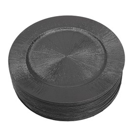 Kaichenyt Charger Plate Set 50/100/150 Pcs 13 Inch Plastic Round Charger Plates Bulk Solid Color Reusable Plates Elegant Vintage Dinner Plate for Wedding Party Event Table Setting (50, black)