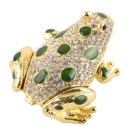 Rhinestone Frog Jewelry Box Painted Electroplated Frog Figurine Jewelry Boxes Decorations