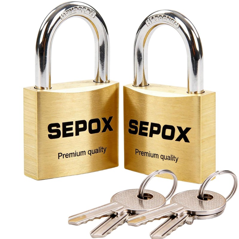 SEPOX 2-Pack Premium Solid Brass Padlock Keyed Alike, 1-9/16" 40mm