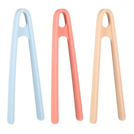 LXUEJIE 3 Pcs Silicone Mini Tongs, 5.5 Inch 3 Colors Small Silicone Tongs for Cooking Small Toddler Tong for Appetizers Popcorn Candy Ice Cube Fruits Sugar Salad Serving Kitchen Accessories