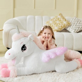 IKASA Giant Unicorn Stuffed Animal Plush Toy,Big Large Jumbo Soft Toys,43" Cute Huge Size Fluffy Plushy Fat Plushie,Gifts for Kids