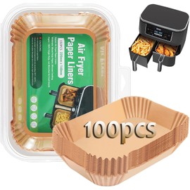 Backpapier für Heißluftfritteuse,100pcs 8.7IN Backpapier für Ninja AF300EU Heißluftfritteuse, Air Fryer Zubehör, kompatibel mit Ninja AF300EU AF400EU, Princess und anderen Dual Zone Air Fryer