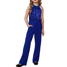 GRACE KARIN Blue Romper Size 8-10 Fashion Sequin Costumes Fashion Formal Romper Kids Overall