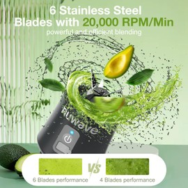 Nuwave Portable Blender for Smoothies and Shakes, 2025 New & Improved, 16 OZ On-The-Go Small Juice MIni with 6 Blades, Rechargeable, BPA-Free, Leak-Proof Lid, for Gym, Kitchen, Office
