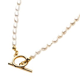 Cream Dot Necklace, Women's, Popular, Hypoallergenic, Nickel-free, 18K Coating, Short Chain, Freshwater Pearl, Mantel, Fine, Pearl