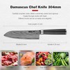 WEERLTEM Japanese Damascus Santoku Chef Knife 7''（Mirror finish blade）, 67-Layer
