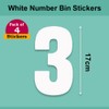 Pack of 4 White Bin Number 3 Stickers (17 cm)