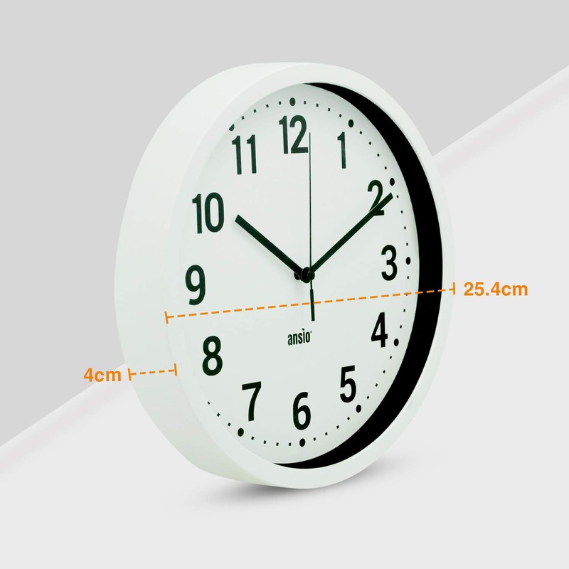 ANSIO Wall Clocks 10 inch/25.4cm For Living Room Modern, Large