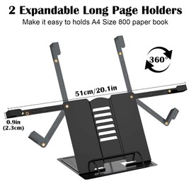 KETIEE Book Stand Book Holder Reading Stand Metal Reading Stand Cookbook Holder Book Stand School Children Multifunctional Book Stand for Reading Kitchen and Office (Black)