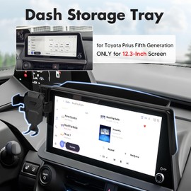 FIILINES Dashboard Storage Tray & Phone Holder Compatible with Toyota Prius 2023 2024 2025(ONLY FIT for 12.3INCH), Dash Center Console Organizer Cell Phone Mount Interior Accessories Black