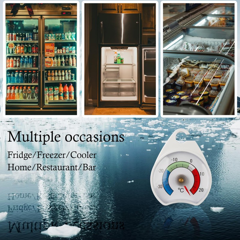 Tabanzhe Fridge Thermometer-2PCS Freezer Thermometer 54MM Freezer Thermometer with Hanging