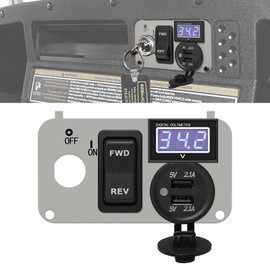 briidea 3 in 1 Multifunctional Integrated Panel with DC 12V-90V 4.2A Dual USB Charger Sockets, LED Wide Range Voltmeter & Forward Reverse Switch, Golf Cart Accessories for EZGO TXT, PDS & Medalist