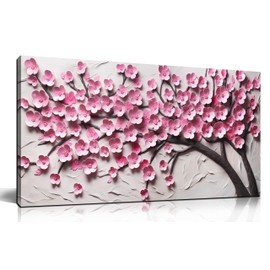 Pink Wall Art for Living Room Bedroom Home Office Large Tree of Life Wall Art for Office Bedroom Modern Framed Canvas Prints Pink Wall Decor Size 20x40