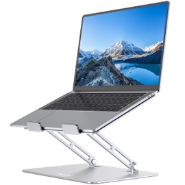 JCZT Adjustable Laptop Stand for Desk, Portable Laptop Riser, Aluminum Laptop Stand Foldable, Ergonomic Computer Notebook Stand Holder for MacBook Air Pro, Dell, HP 10-16'', Silver