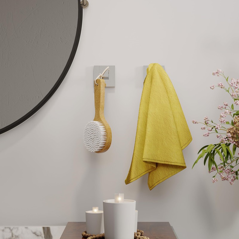 Ruacq Towel Hooks for Bathrooms, 2pcs Square Base Robe Hook,